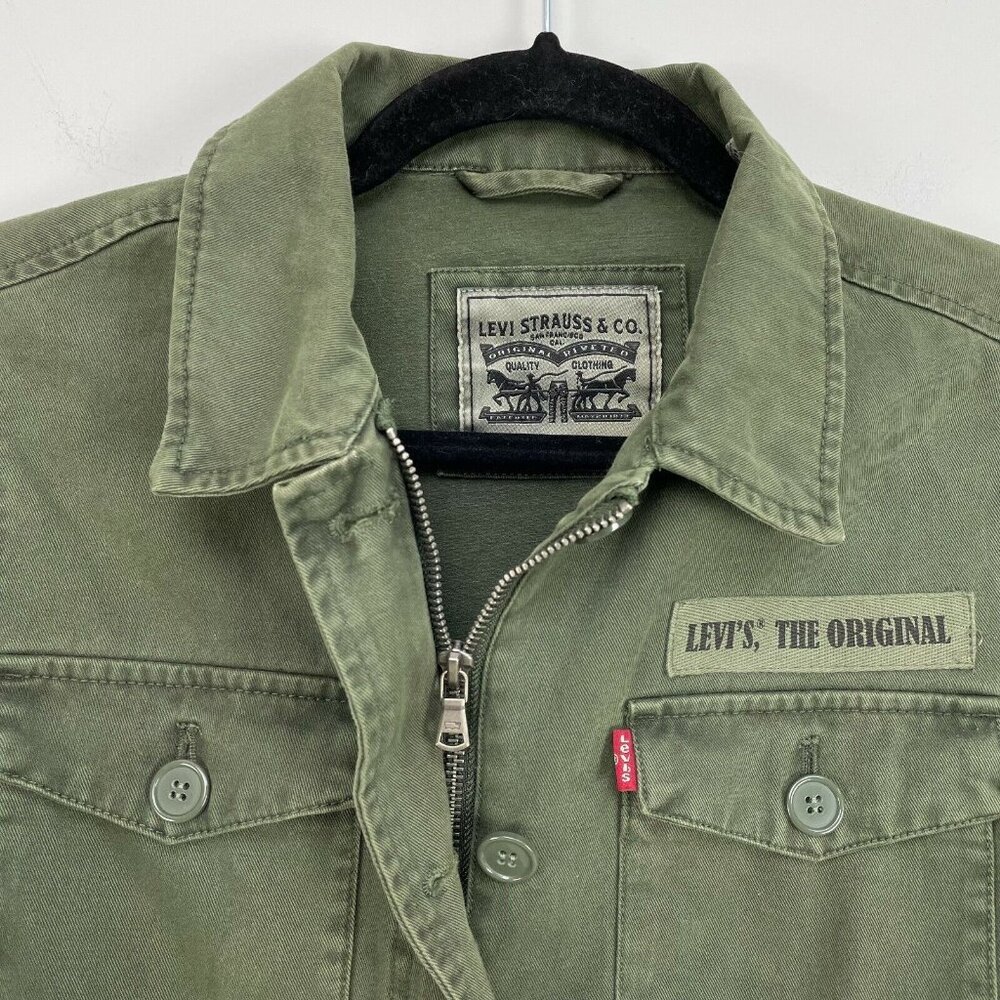 Levis Womens Green Military Jacket Patch Size Sma… - image 4